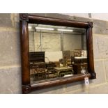 A mid Victorian rectangular mahogany wall mirror, width 58cm, height 48cm