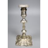 A late Victorian George III style silver candlestick, I.S. Greenburg & Co, Birmingham, 1900,