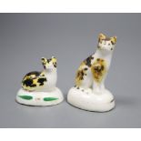 Two Staffordshire porcelain figures of kittens, c.1835-50, 3cm and 4.6cm highCONDITION: Typical