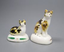 Two Staffordshire porcelain figures of kittens, c.1835-50, 3cm and 4.6cm highCONDITION: Typical