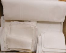 A quantity of white damask and embroidered table linen