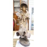 A large Goldscheider cold painted pottery figure of a lady, height 74cm