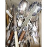 A collection of silver plated flatware, servers etc.