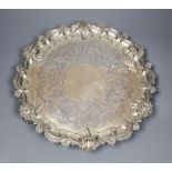 A Victorian silver salver, Edward & John Barnard, London 1854, 32cm, 30.5oz.CONDITION: Engraved