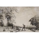 Albert George Petterbridge, etching, The Sawyers, signed in pencil, 20 x 30cm