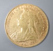 A Victorian 1898 gold sovereign.