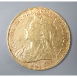 A Victorian 1898 gold sovereign.