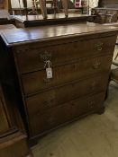 A small George III mahogany chest, width 82cm, diameter 41cm, height 87cm