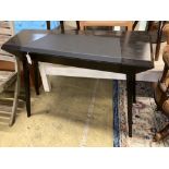 A Christopher Coane design onyx black oak desk, with copper lined push opening drawer, width
