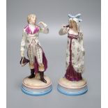 A pair of KPM Berlin porcelain figures of a maiden and a gallant, height 22cmCONDITION: Two broken