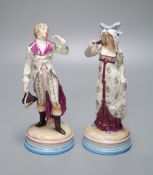 A pair of KPM Berlin porcelain figures of a maiden and a gallant, height 22cmCONDITION: Two broken