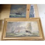 Max Parsons A.R.C.A. (1915-1998), sailing ships at sea, signed, oil on board, in gilt frame and