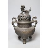 A large Chinese archaistic bronze censer, 44cm high