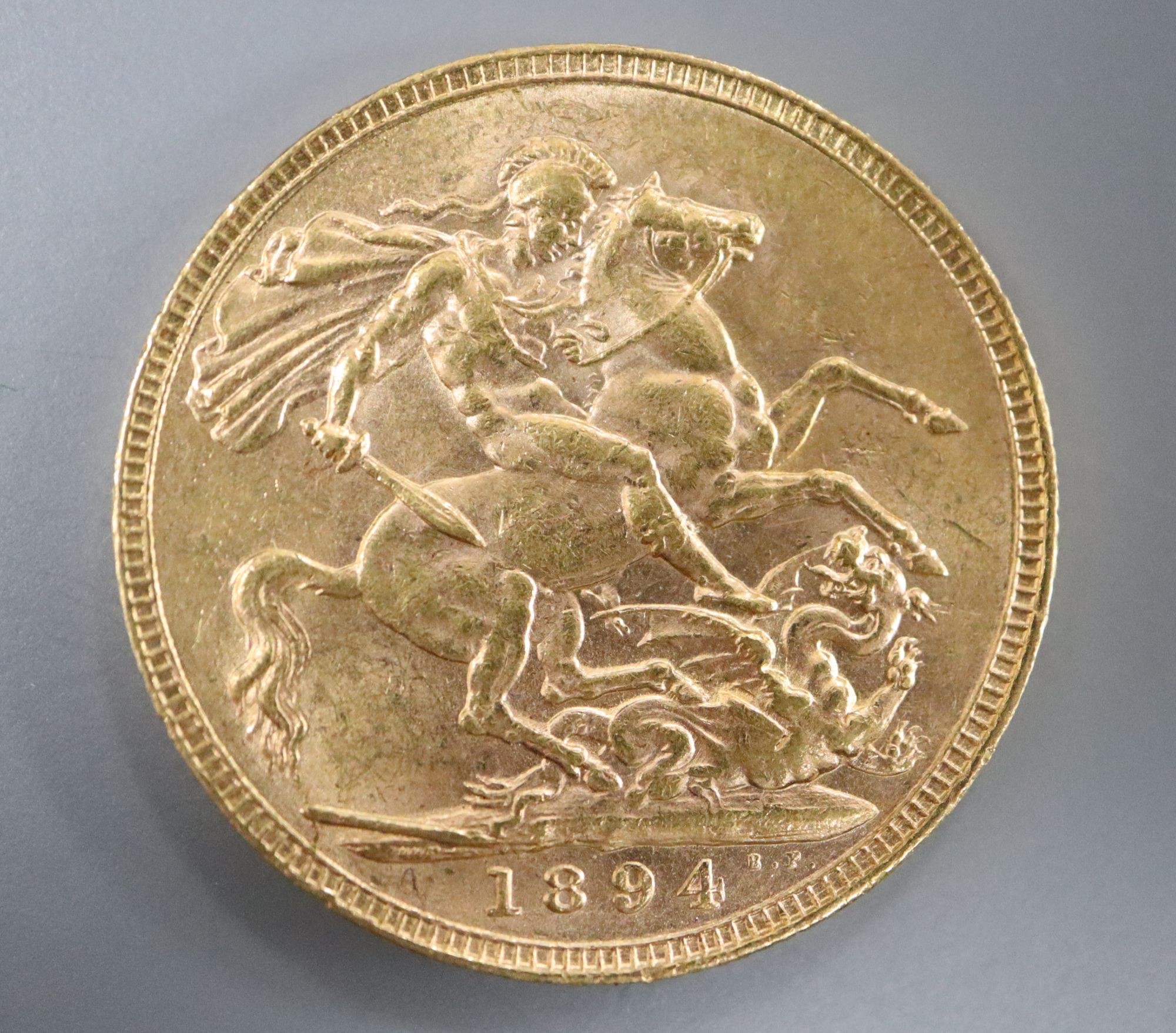 A Victorian 1894 gold sovereign. - Image 2 of 2