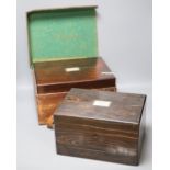 Two Victorian dressing cases, in rosewood with leather case, and coromandel, 30.5 and 28cmCONDITION: