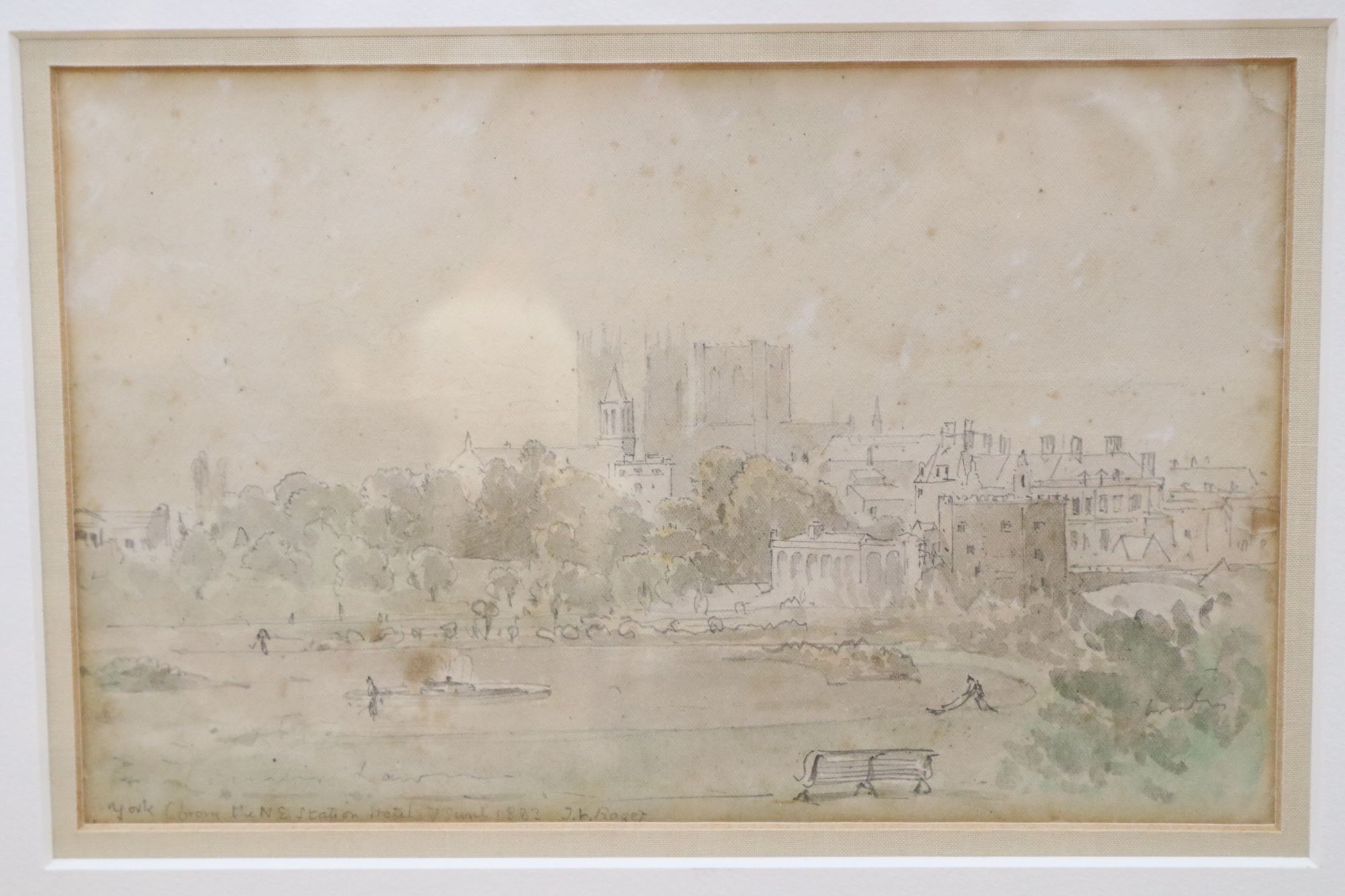 J* Roger (19th century), Hastings sea front with shipping and another of York, signed and inscribed, - Image 2 of 3