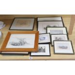 A group of assorted 19th century and later watercolours and prints, depicting scenes in and around