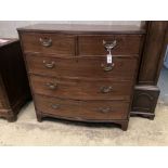 A George IV mahogany bow front chest, width 107cm, depth 52cm, height 107cm