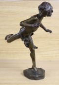 Jean-Antoine Injalbert (French 1845-1933) - 'Hippomene', bronze, signed, width 30cm height 30cm (