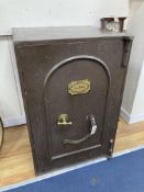 An early 20th century painted metal safe, by Richard Lord, Wolverhampton, with key, width 61cm,