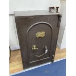 An early 20th century painted metal safe, by Richard Lord, Wolverhampton, with key, width 61cm,