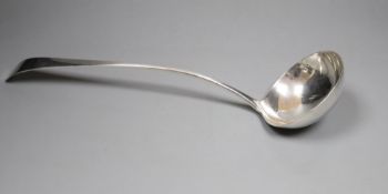 A George III Old English pattern silver soup ladle, SG/EW, London 1809