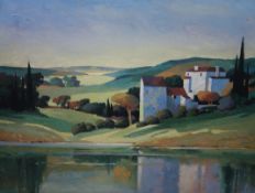 Lay Slette, oileograph, Landscape in Tuscany, signed, 90 x 118cm