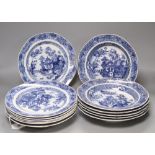A collection of Chinese blue and white plates, Qianlong period, Fitzhugh borders (13)CONDITION: