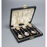 A 1960's cased set of six silver teaspoons, struck with marks of six various Assay offices, 46