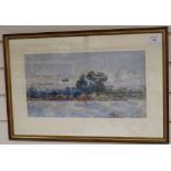 Sybil Amherst (fl.1880-1891), watercolour, Off Cowes, signed and dated 190..., 23 x 43cm