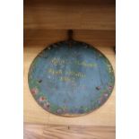 A mid 19th century Swiss painted board, inscribed and dated 1862, diameter 73cm