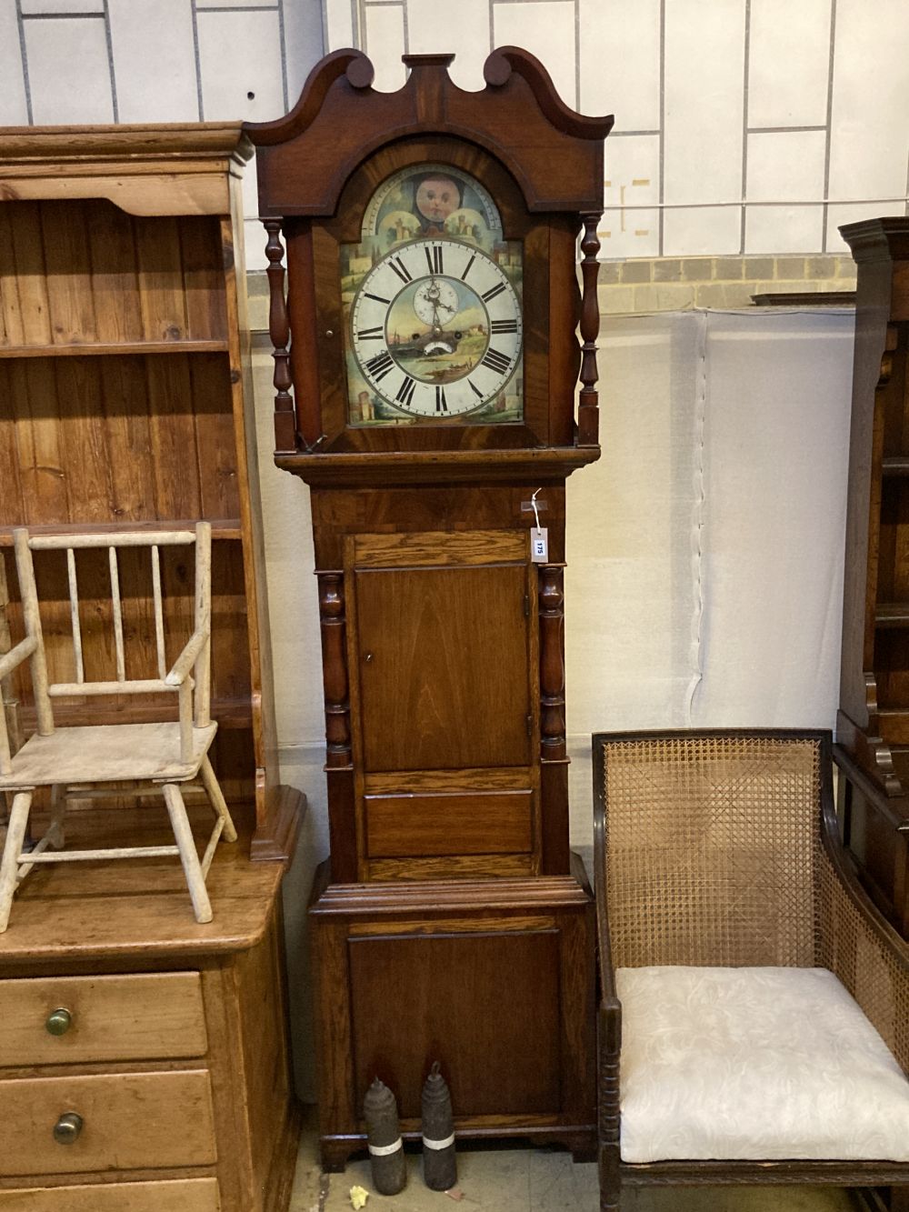 A mid 19th century mahogany North Country eight day longcase clock, height 228cm