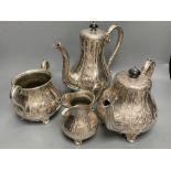 A four piece silver plated tea and coffee set, tallest 24cm