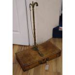 A set of Victorian mahogany cased brass scales by De Crave, Short Fanner & Co, width 50cm height