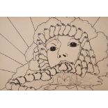Alistair Allen (Contemporary), five pen and ink drawings on card, titled 'M. A Mouthful of