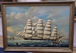 Salvatore Colacicco (1935-), oil on wooden panel, American Four master clipper ship 'The Morning