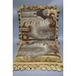 A pair of antique tapestry cushions, 40 x 38cm