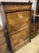 A 19th century French marquetry inlaid burr walnut secretaire à abbatant, width 104cm depth 52cm