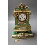 A 19th century French porcelain mantel clock, 33cm