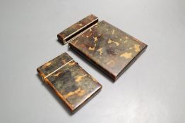 Two 19th century tortoiseshell card cases, 5in. and 3.5in.