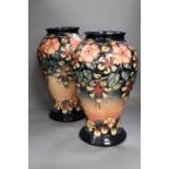 A pair of large Moorcroft Oberon pattern baluster vases, c.1995-7, 43cm high