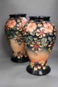 A pair of large Moorcroft Oberon pattern baluster vases, c.1995-7, 43cm high