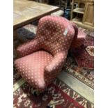 Two Victorian upholstered spoonback chairs