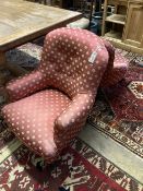 Two Victorian upholstered spoonback chairs