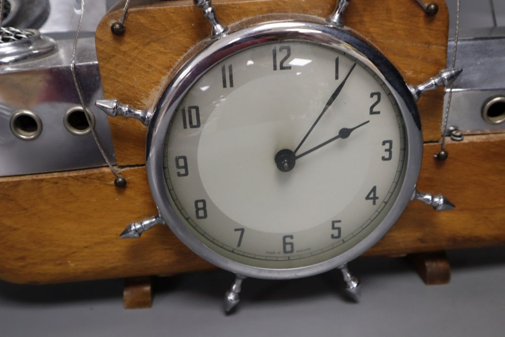 A novelty timepiece in the form a three-masted ship, Metamech Electric movement, 42cm - Image 2 of 4