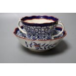 A Worcester Royal Lily caudle or chocolate cup and saucer c. 1770, 14cm