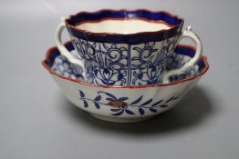 A Worcester Royal Lily caudle or chocolate cup and saucer c. 1770, 14cm