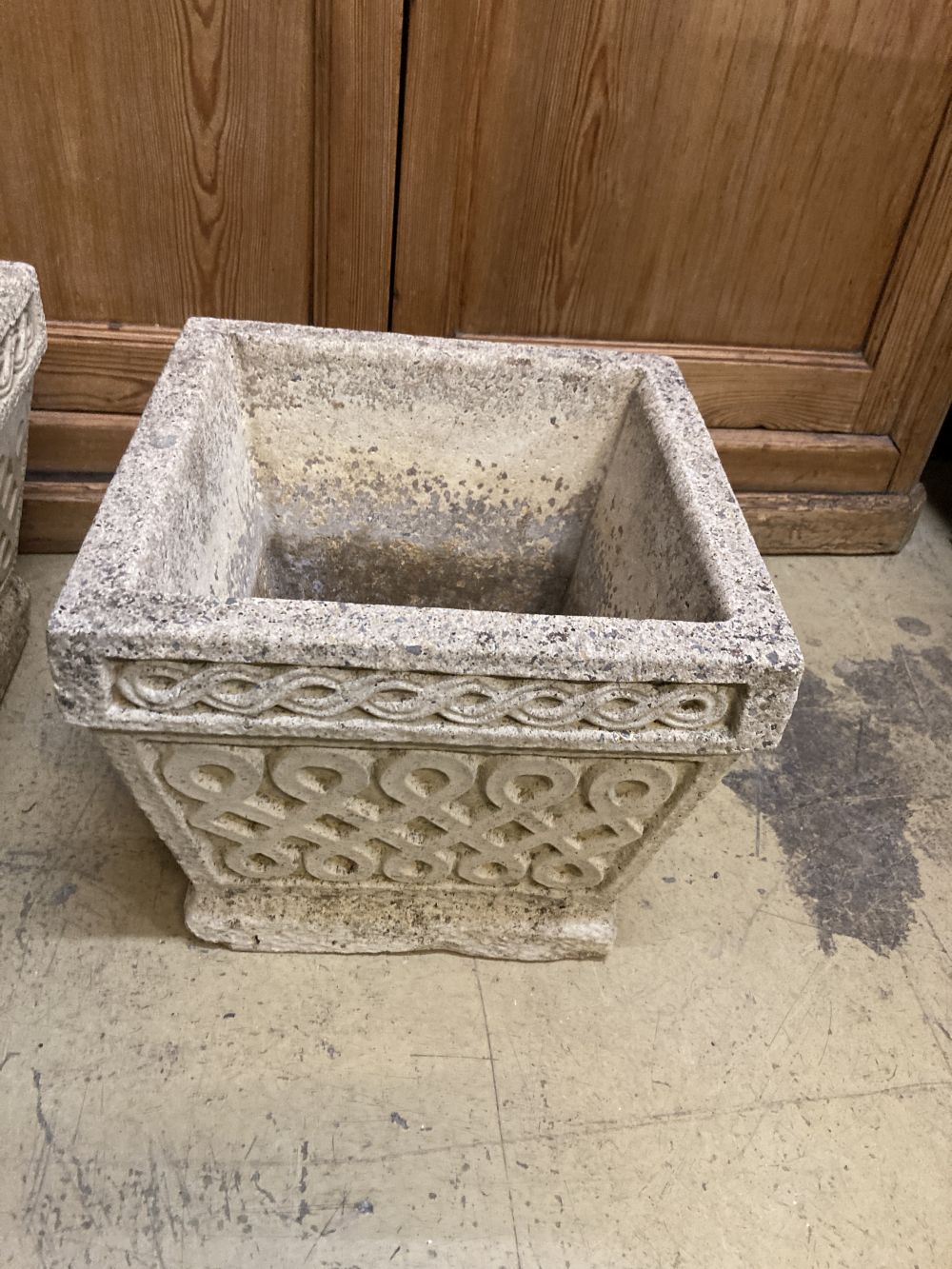 A pair of reconstituted stone square planters, by The Cotswold Studio Ltd, 30 x 30cm height 25cm - Image 2 of 3