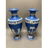 A pair of 19th century Dudson Bros 'blue jasper' vases, height 38cm