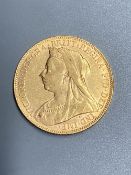 A Victoria 1900 gold sovereign, AVF.
